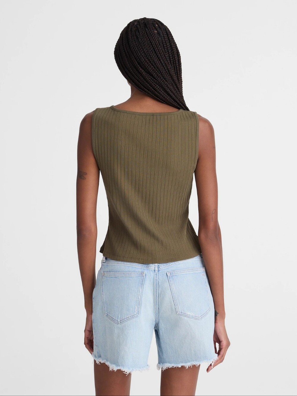 Madewell Olive Green Ribbed Button-Front Tank - Picture 3 of 5
